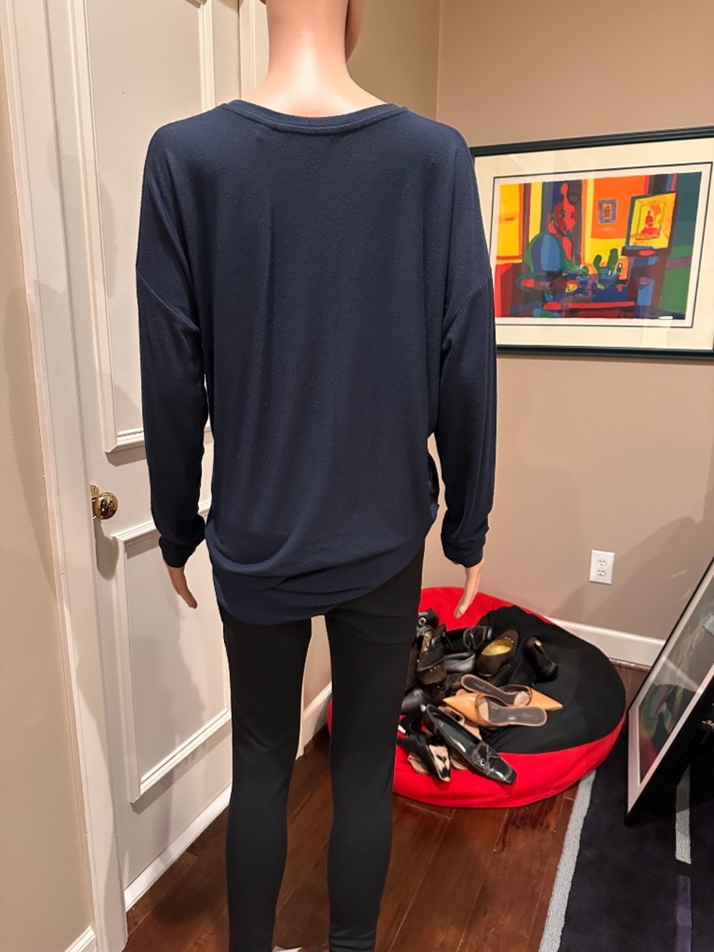 Athleta Oversized Stretchy Navy Long Sleeve Top - Size M - Picture 4 of 7